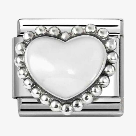 Nomination Pastel White Beaded Heart Charm
