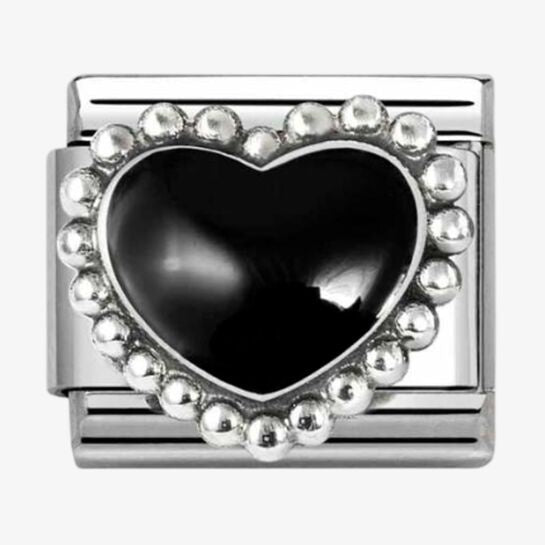 Nomination Black Beaded Heart Charm