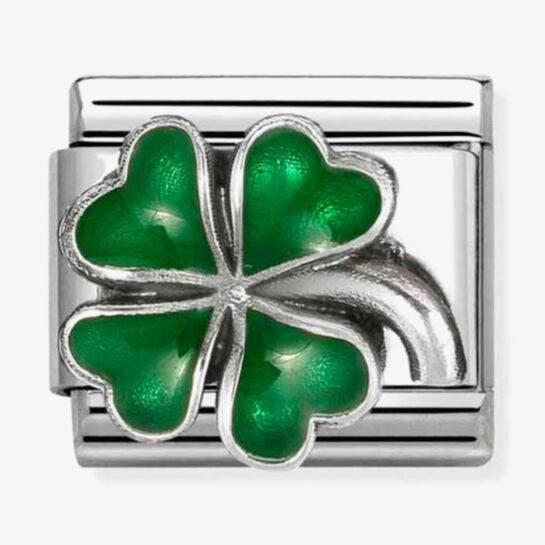 Nomination Silver Green Clover Hearts Charm