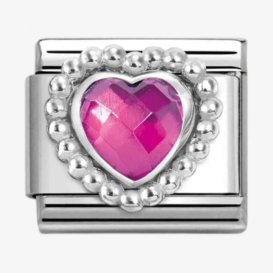 Nomination Silver Fuchsia Pink Heart Charm