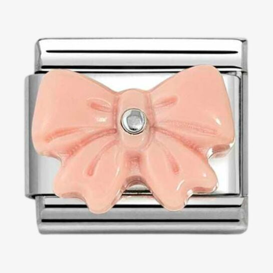 Nomination Silver Pink Resin Bow Charm