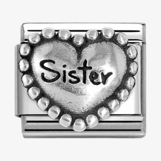 Nomination Silver Beaded Sister Heart Charm