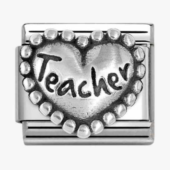 Nomination Silver Teacher Beaded Heart Charm