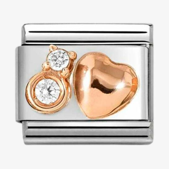 Nomination Rose Gold Heart CZ Charm