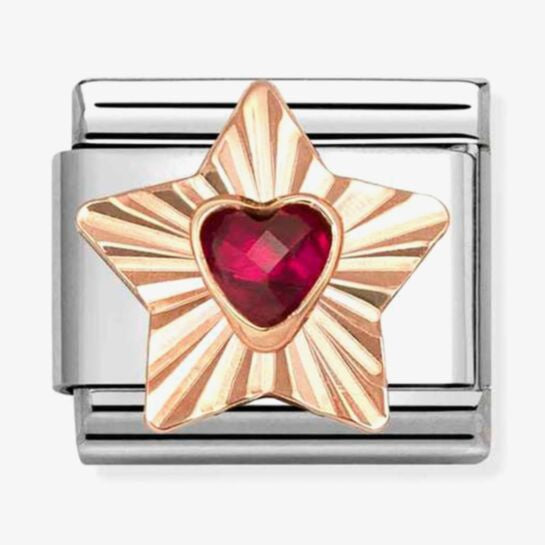 Nomination Rose Gold Red Heart Star Charm
