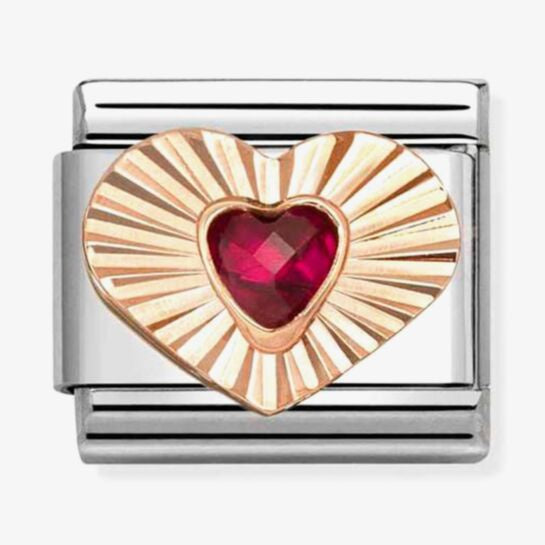 Nomination Rose Gold Red Heart On Heart Charm