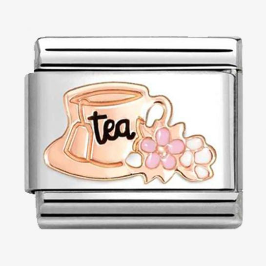 Nomination Rose Gold Teacup with Flowers Charm