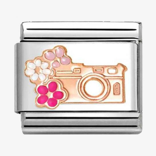 Nomination Rose Gold Camera With Flowers Charm