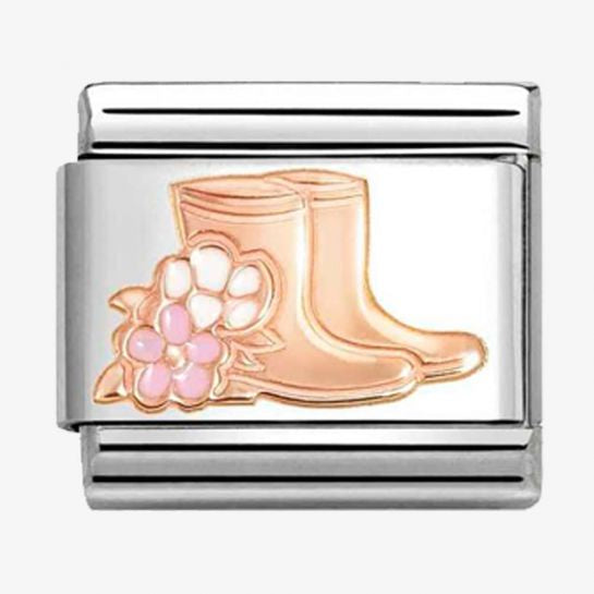 Nomination Rose Gold Boots With Flowers Charm