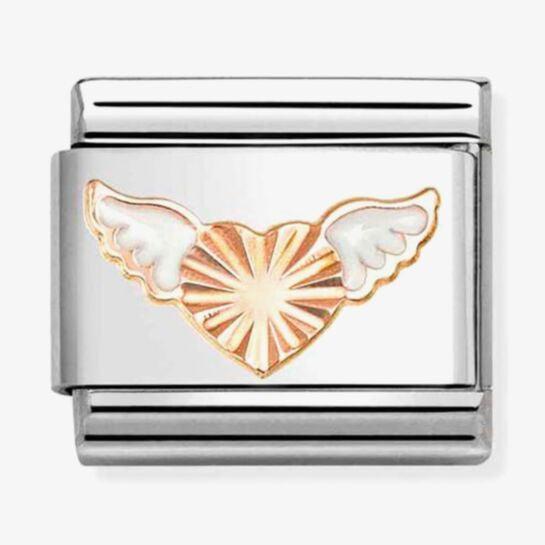 Nomination Rose Gold Diamond Heart With Wings Charm