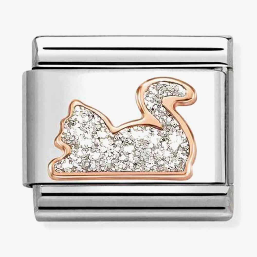 Nomination Rose Gold Glitter Cat Charm