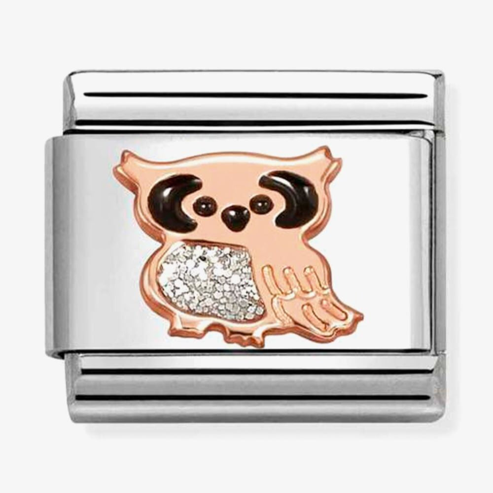 Nomination Rose Gold Glitter Owl Charm