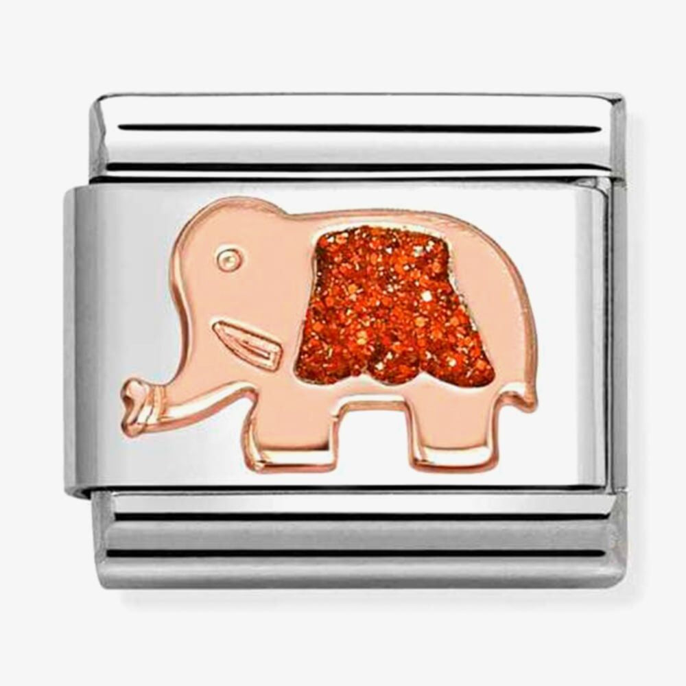 Nomination Rose Gold Glitter Red Elephant Charm