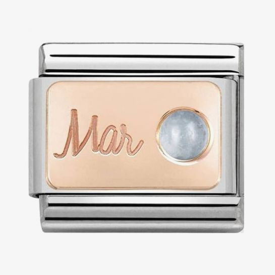 Nomination Rose Gold March Auqamarine Birthstone