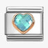 Nomination Rose Gold Faceted Light Blue Heart Charm