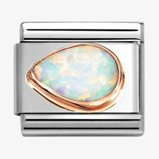 Nomination Rose Gold White Opal Faceted Drop Left Charm