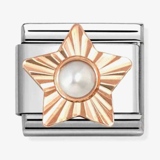 Nomination Rose Gold White Pearl Star Charm