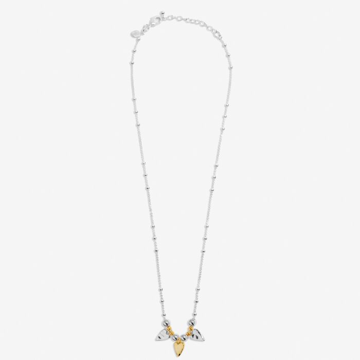 Joma Reva Triple Textured Hearts Silver & Gold Necklace