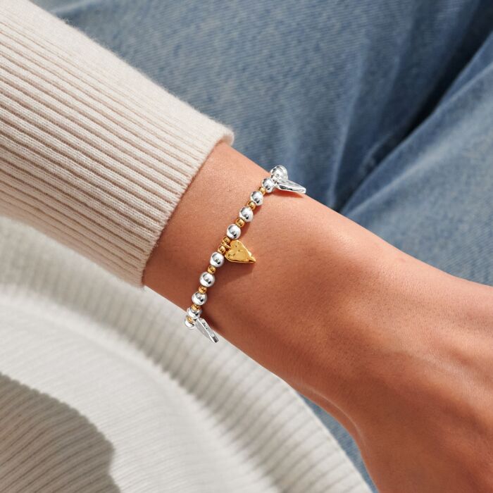 Joma Reva Textured Hearts Silver & Gold Bracelet