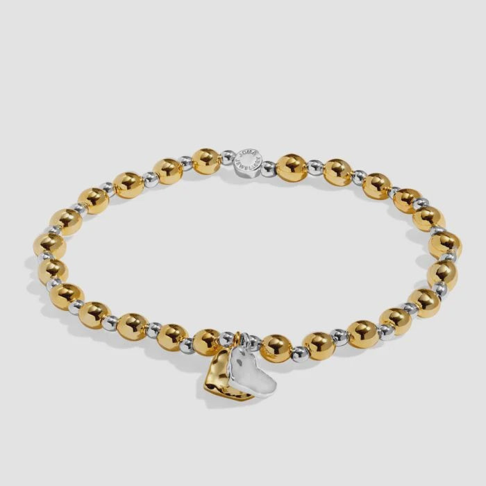 Joma Reva Textured Offset Hearts Silver & Gold Bracelet
