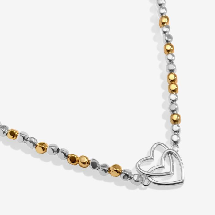 Joma Reva Double Heart Silver & Gold Necklace