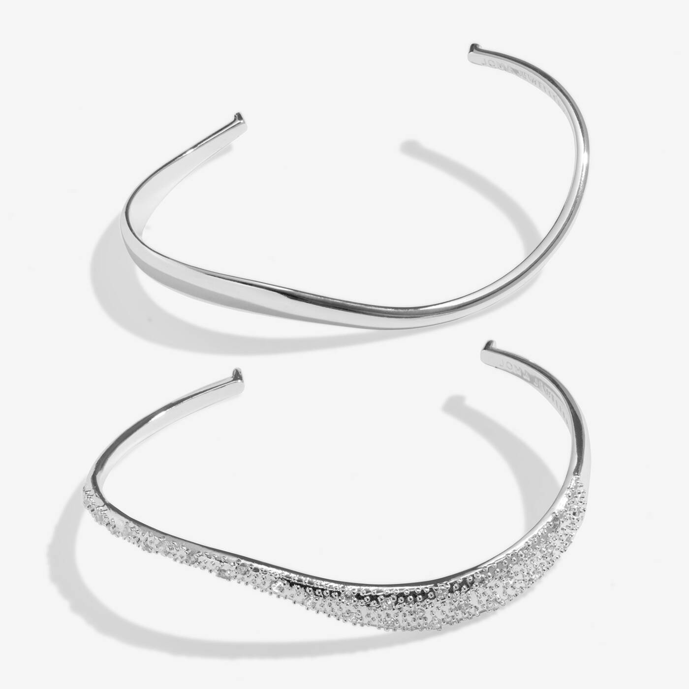Joma Bracelet Bar Wavy Pave Bangle Set Of Two
