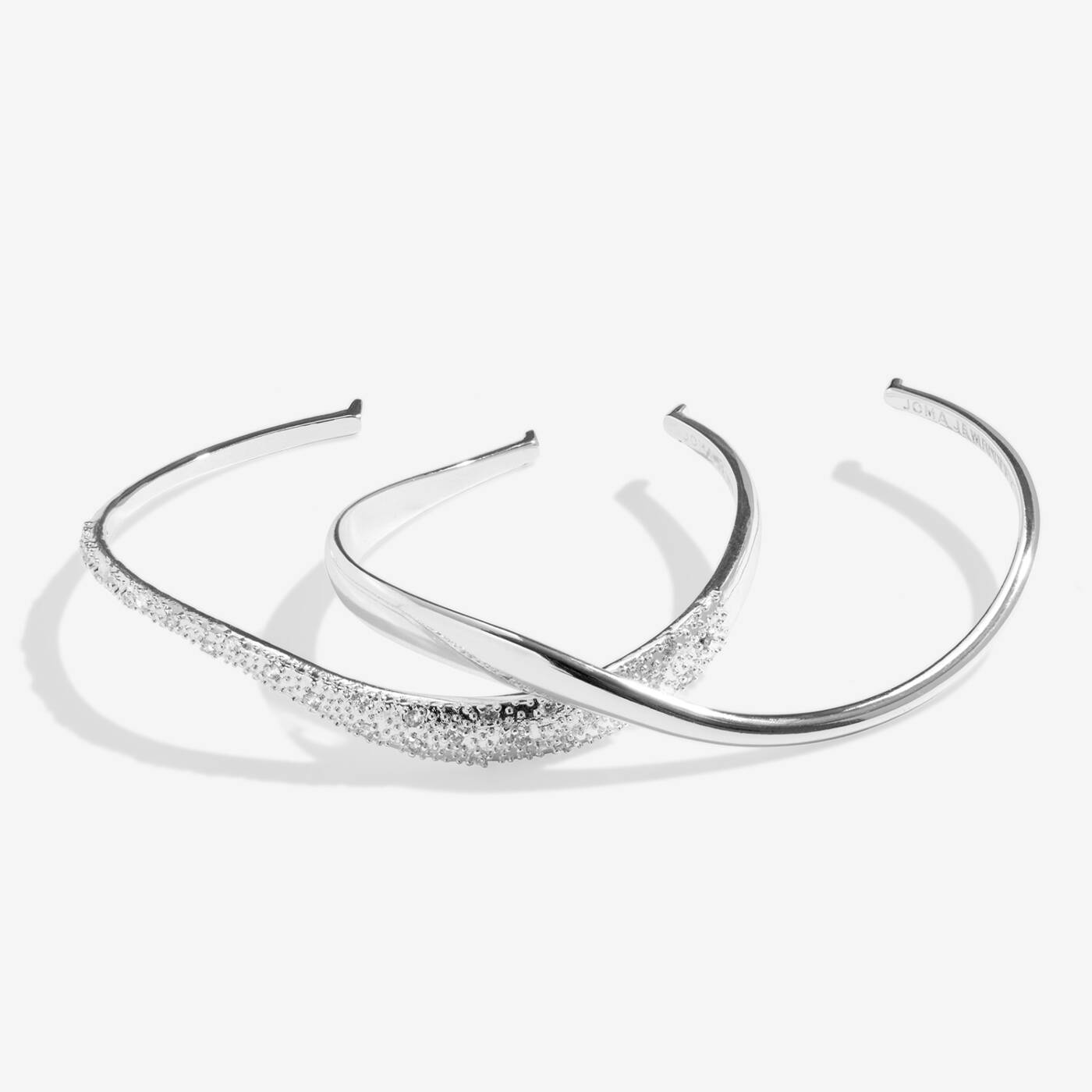 Joma Bracelet Bar Wavy Pave Bangle Set Of Two