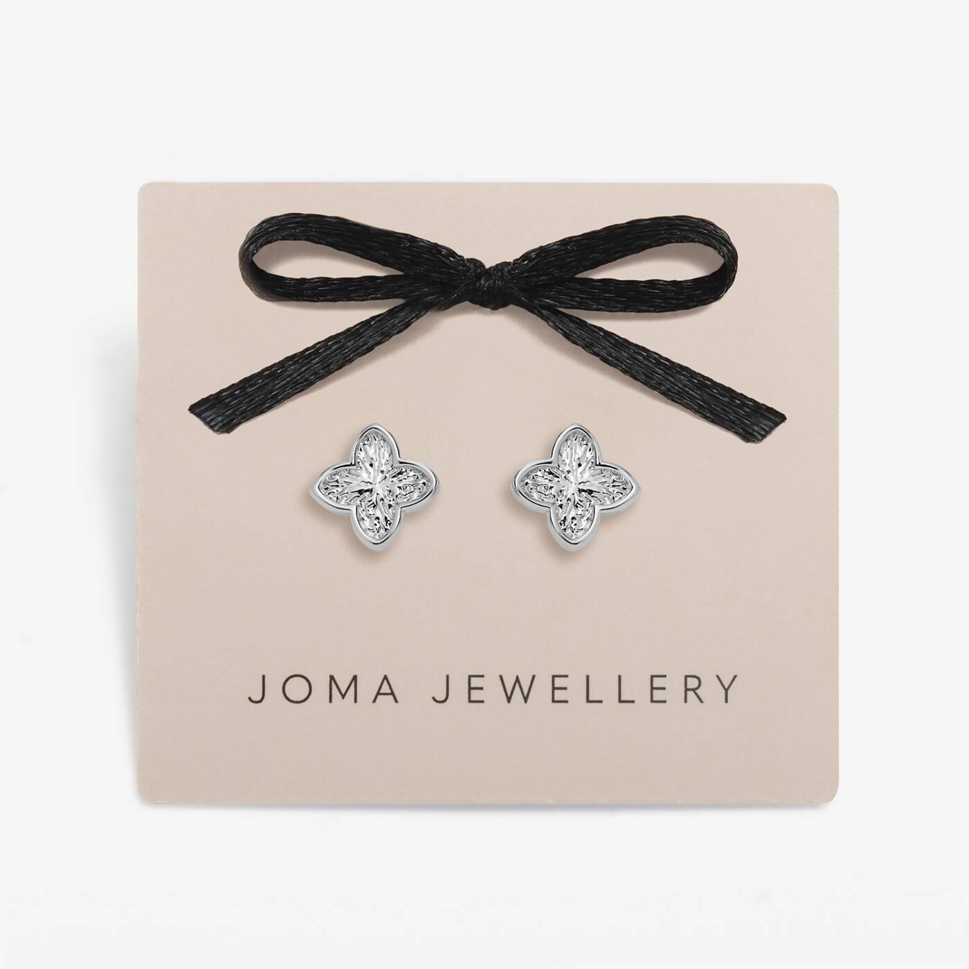 Joma Signature Textured Clover Silver Earrings