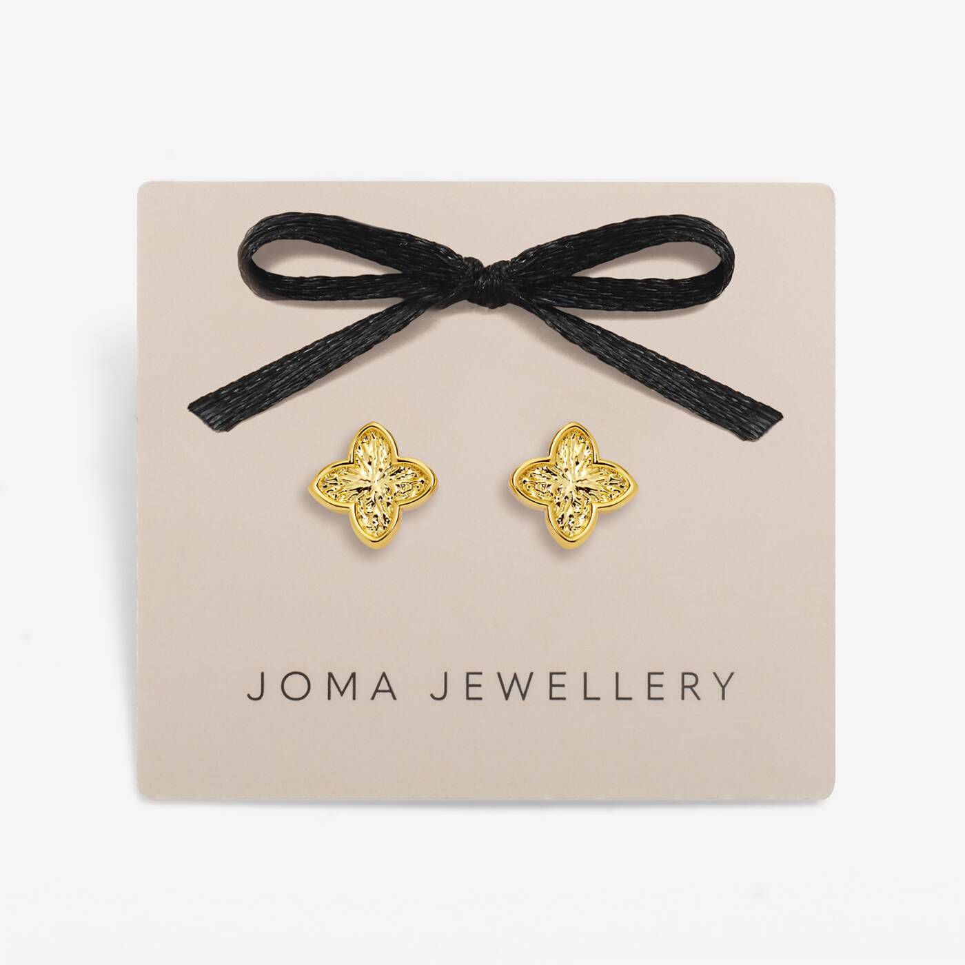 Joma Signature Textured Clover Gold Earrings
