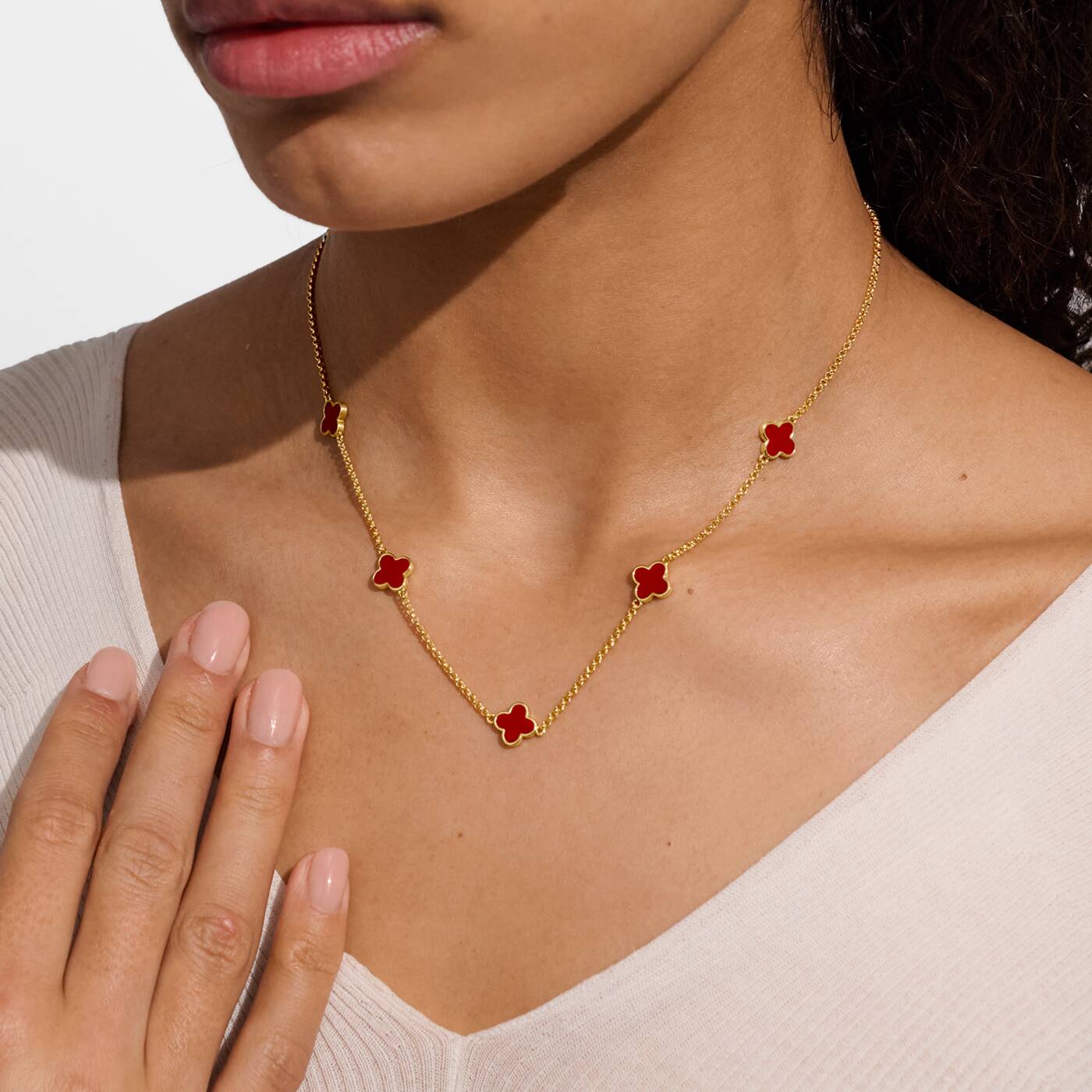 Joma Signature Red Clover Gold Necklace