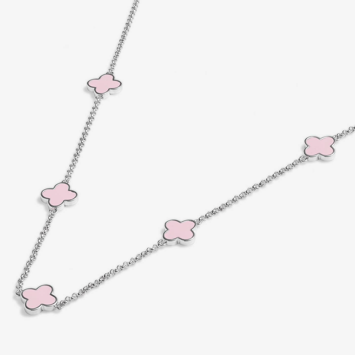 Joma Signature Pink Clover Silver Necklace