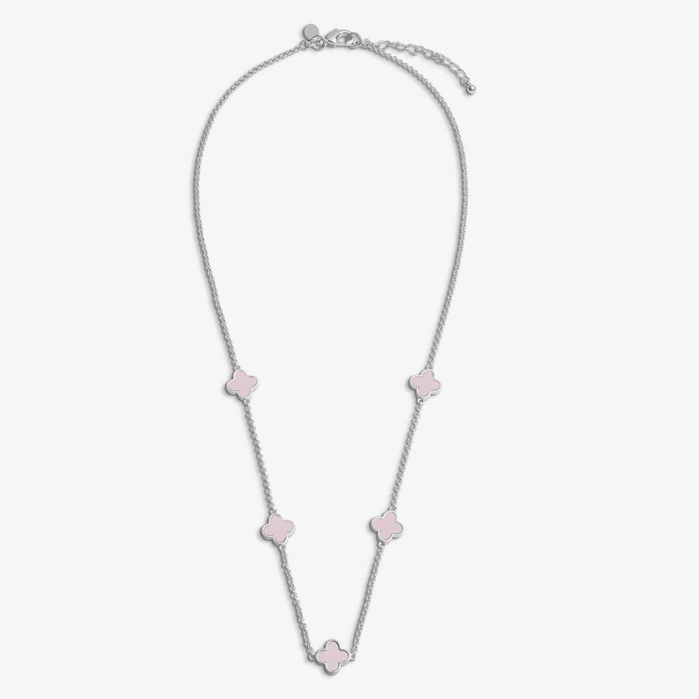 Joma Signature Pink Clover Silver Necklace