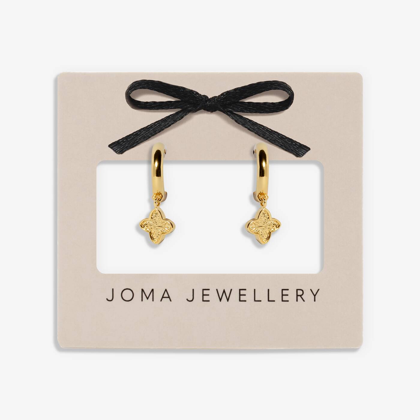 Joma Signature Textured Clover Gold Hoop Earrings