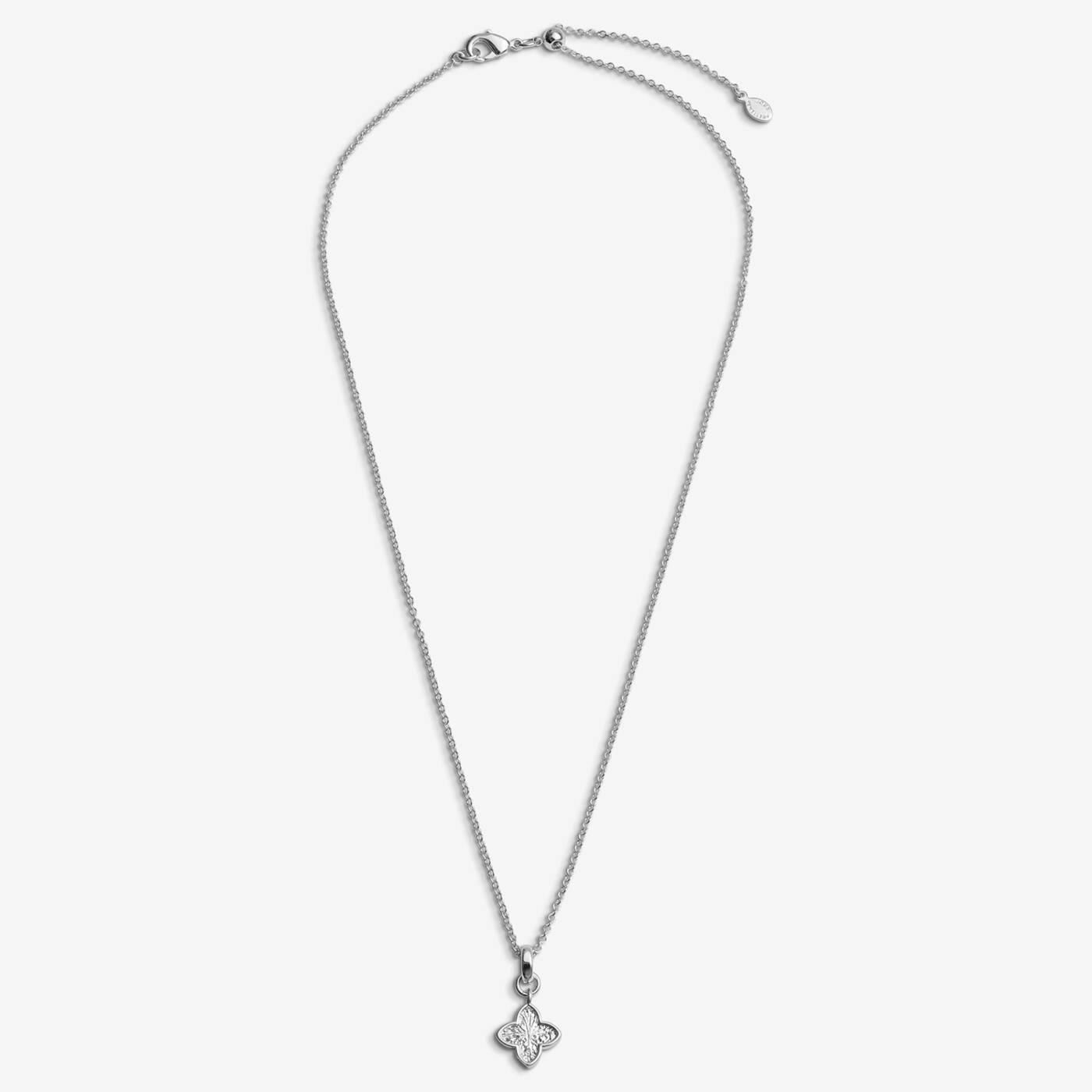 Joma Signature Textured Clover Silver Necklace