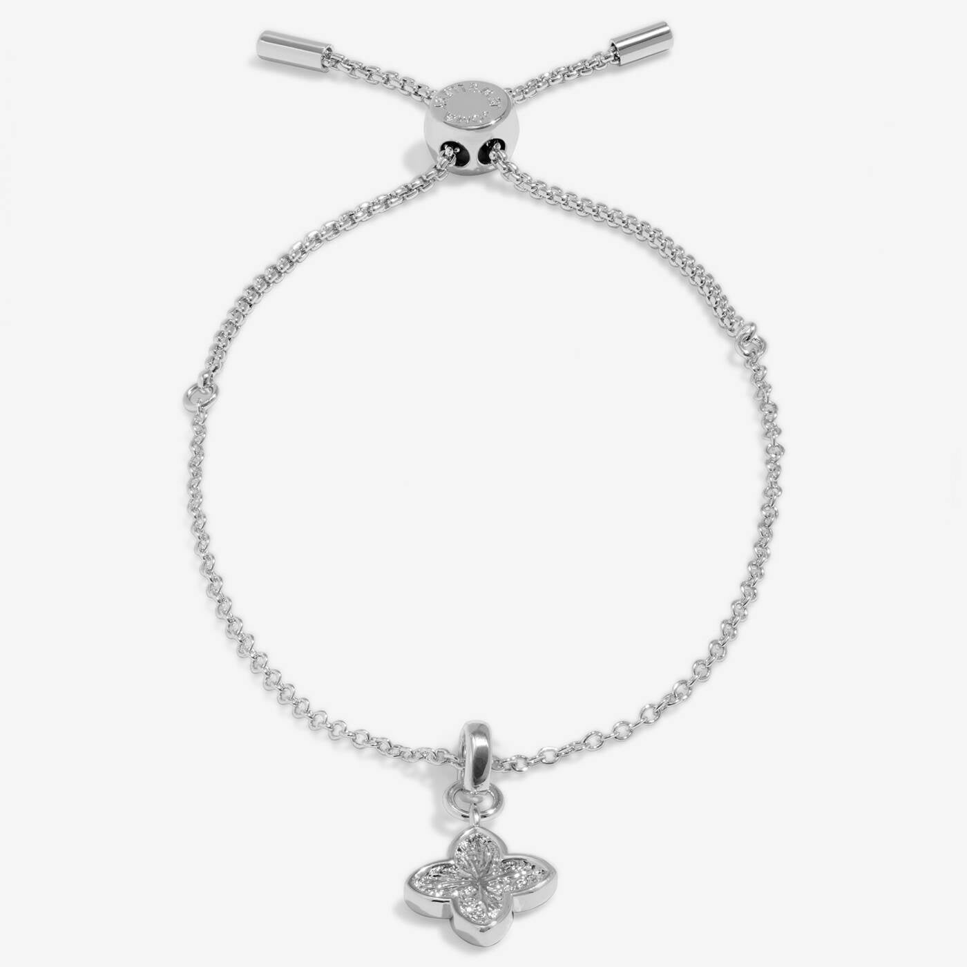 Joma Signature Textured Clover Silver Bracelet