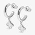Joma Signature Textured Clover Silver Hoop Earrings