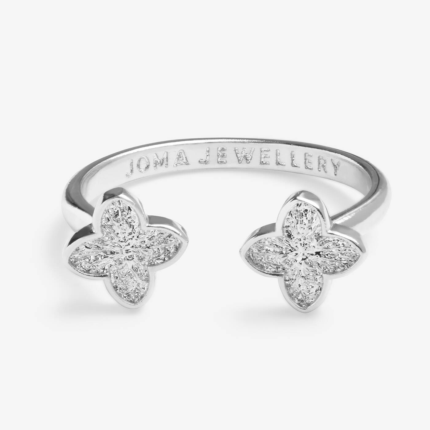 Joma Signature Textured Clover Silver Ring
