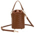 Every Other Woven Drawstring Bucket Bag Brown
