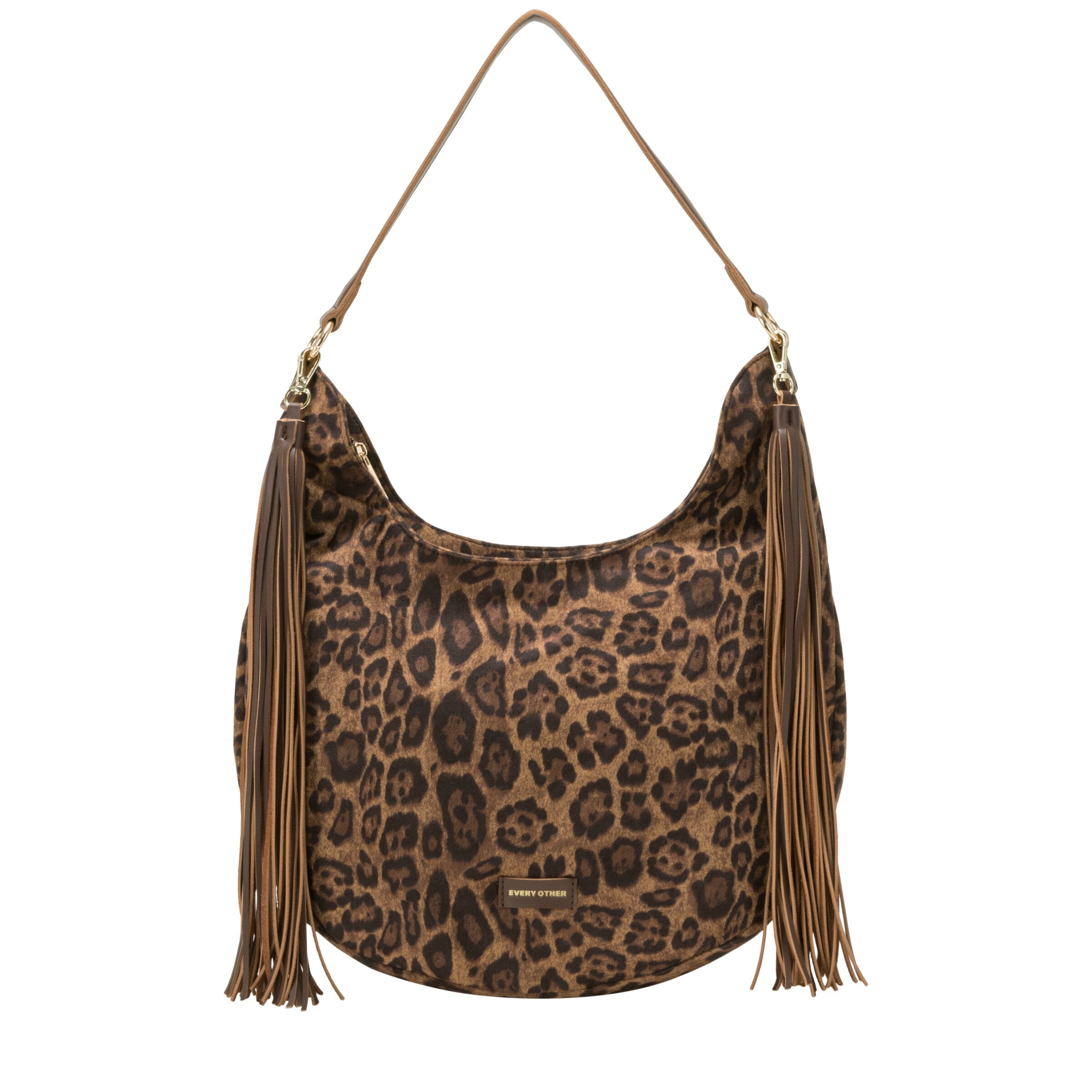 Every Other Large Scoop Top Tassle Bag Leopard