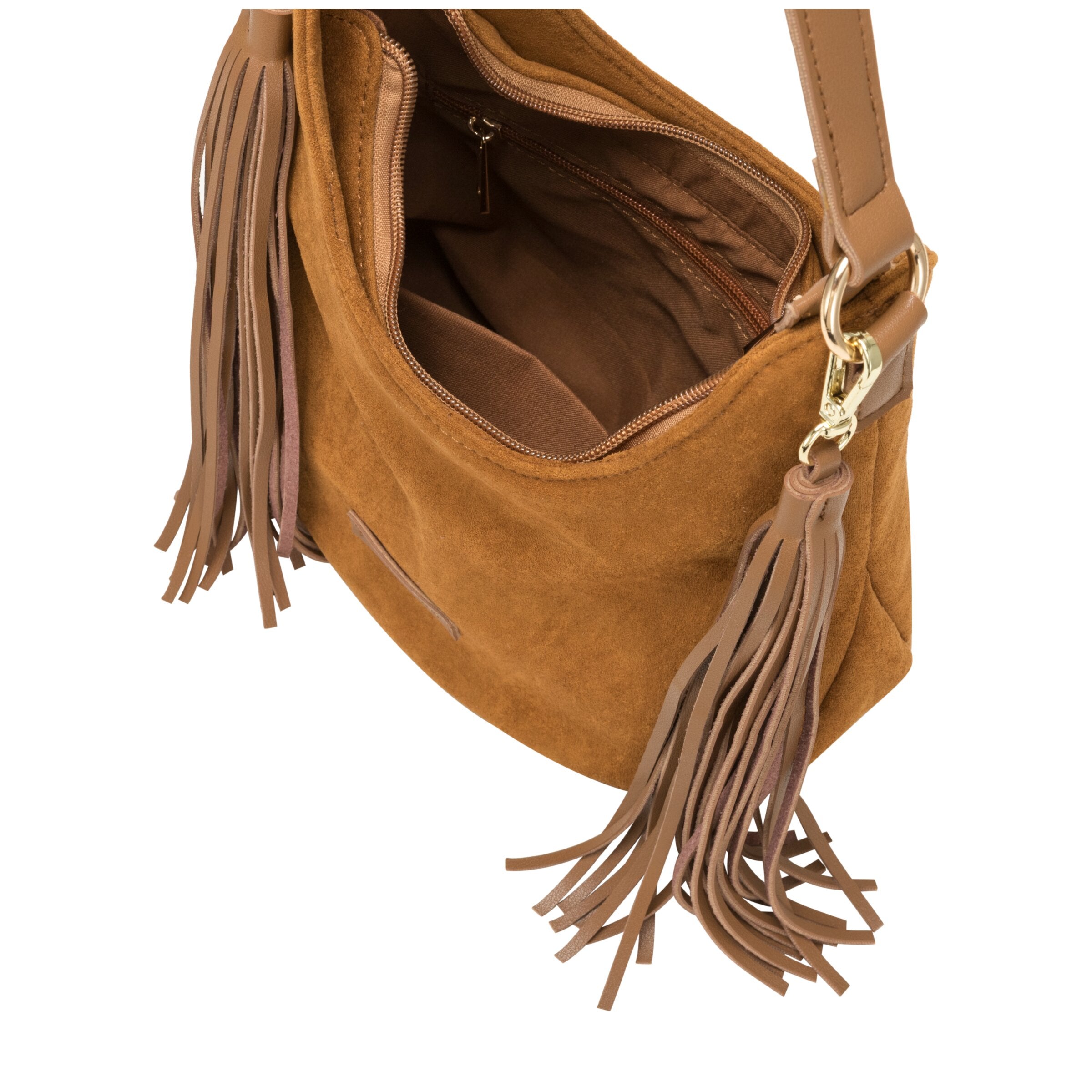 Every Other Medium Scoop Top Tassle Bag Tan