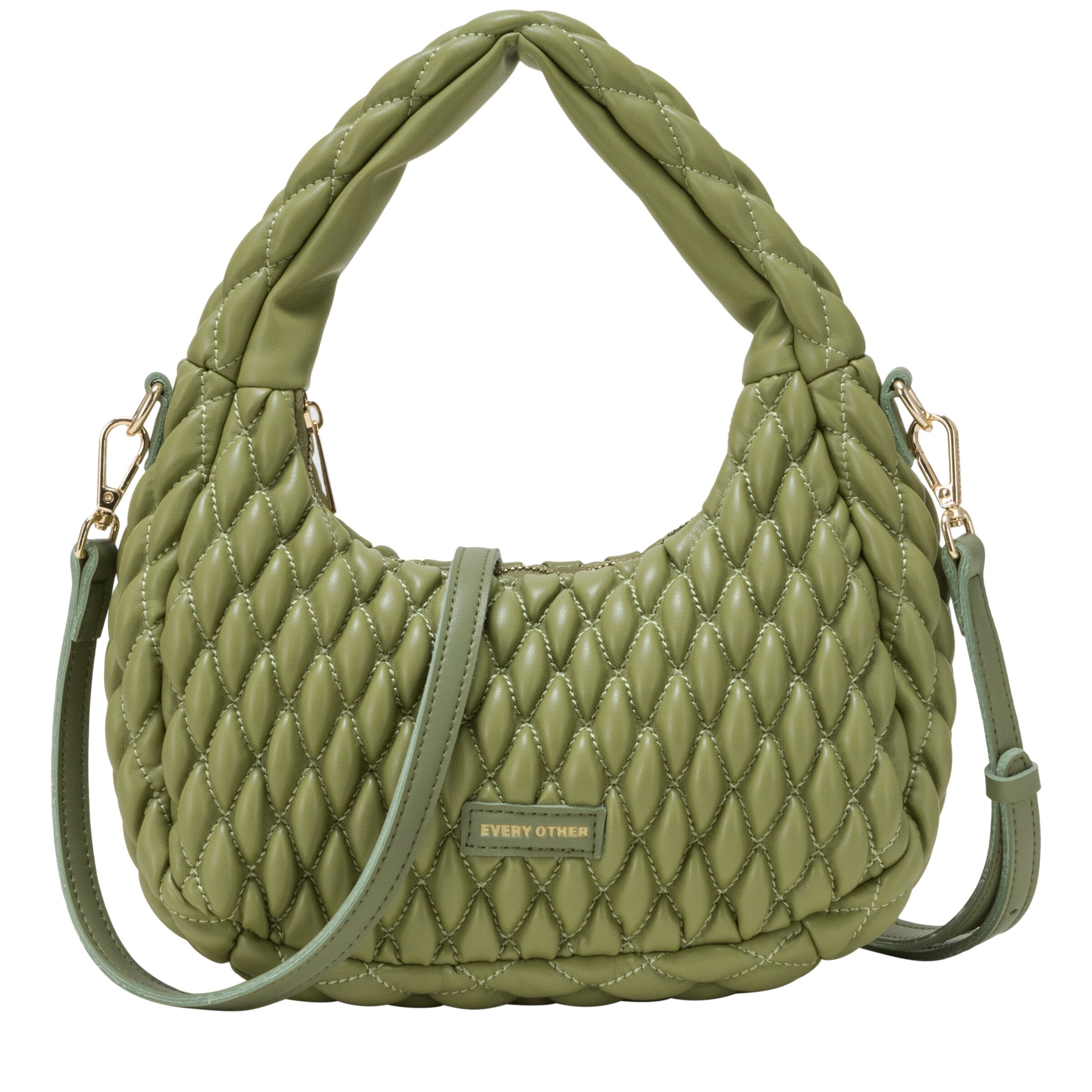 Every Other Quilted Grab/Cross Body Bag Olive