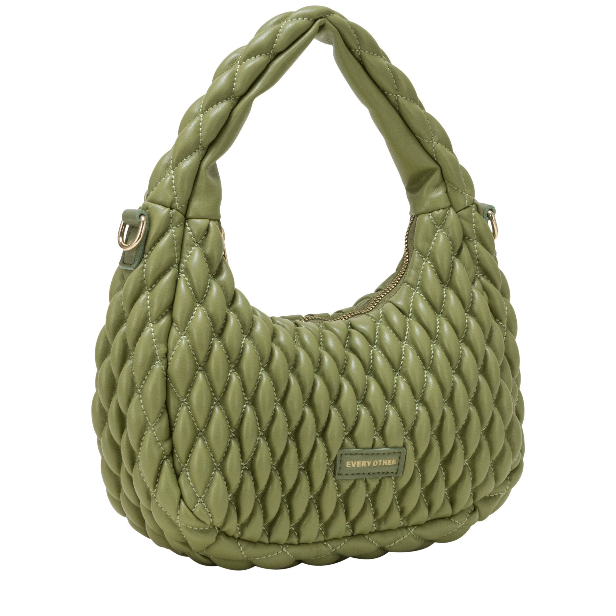 Every Other Quilted Grab/Cross Body Bag Olive