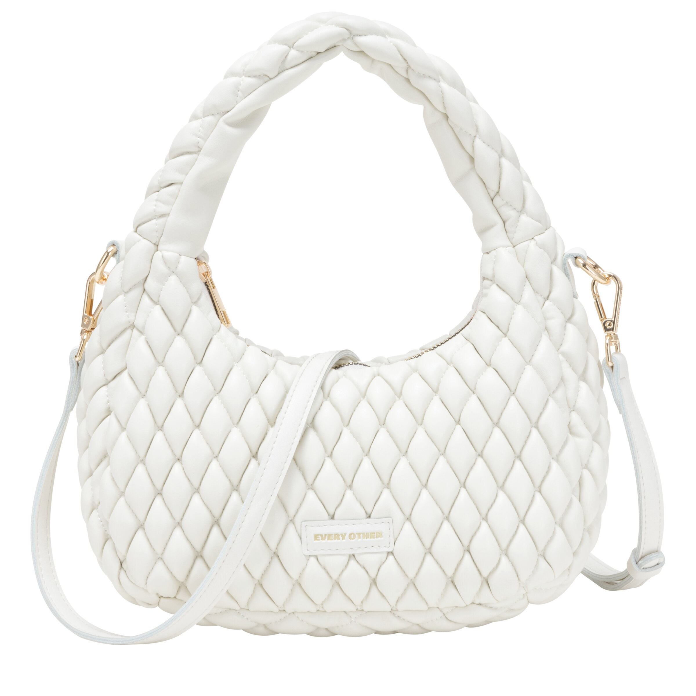 Every Other Quilted Grab/Cross Body Bag White