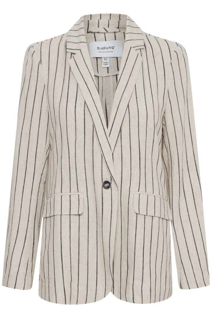 b.young Johanna Blazer Linen Black Stripe