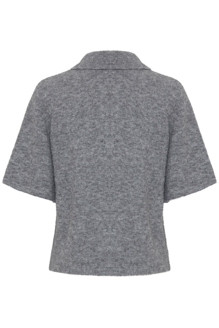 b.young Omea Polo Jumper Mid Grey Melange