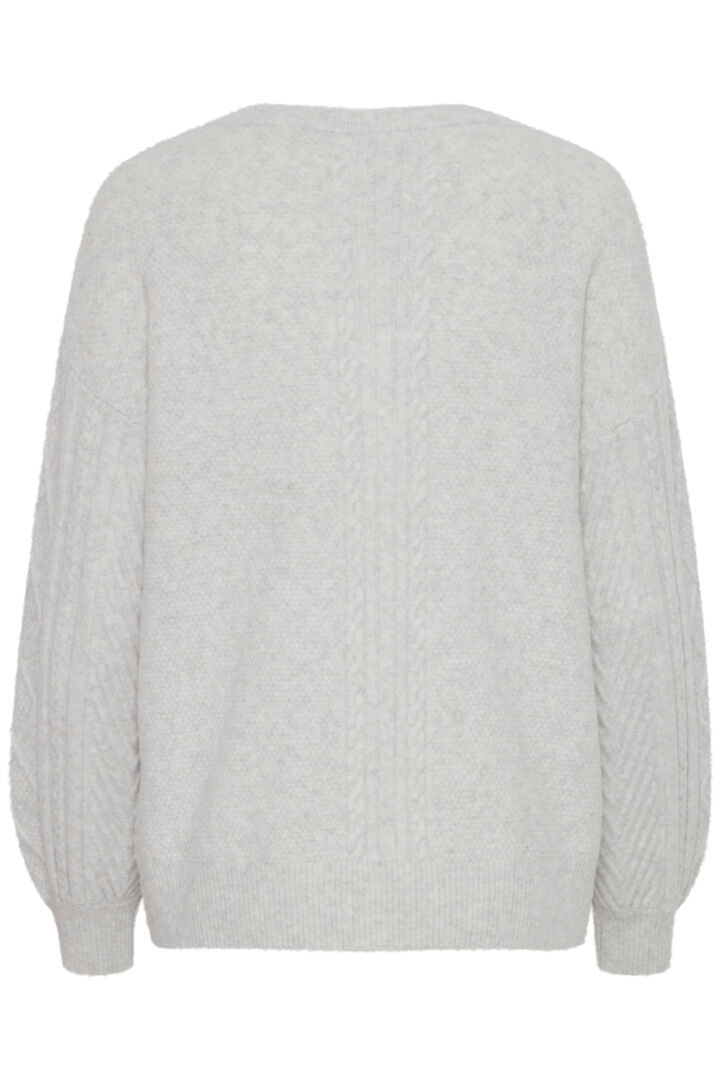 b.young Medi V-Neck Jumper Marshmallow Melange