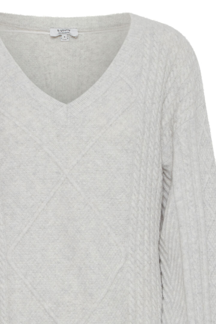 b.young Medi V-Neck Jumper Marshmallow Melange