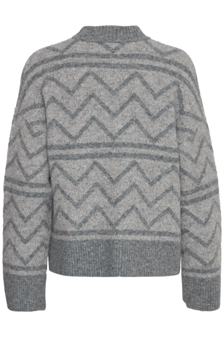 b.young Omea Geometric Jumper Mid Grey Melange Mix