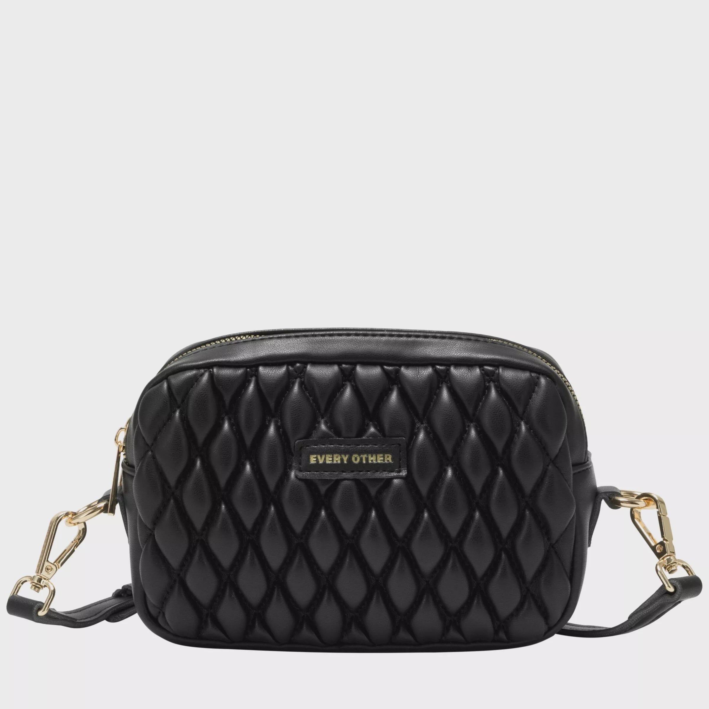 Every Other Quilted Camera Cross Body Bag Black