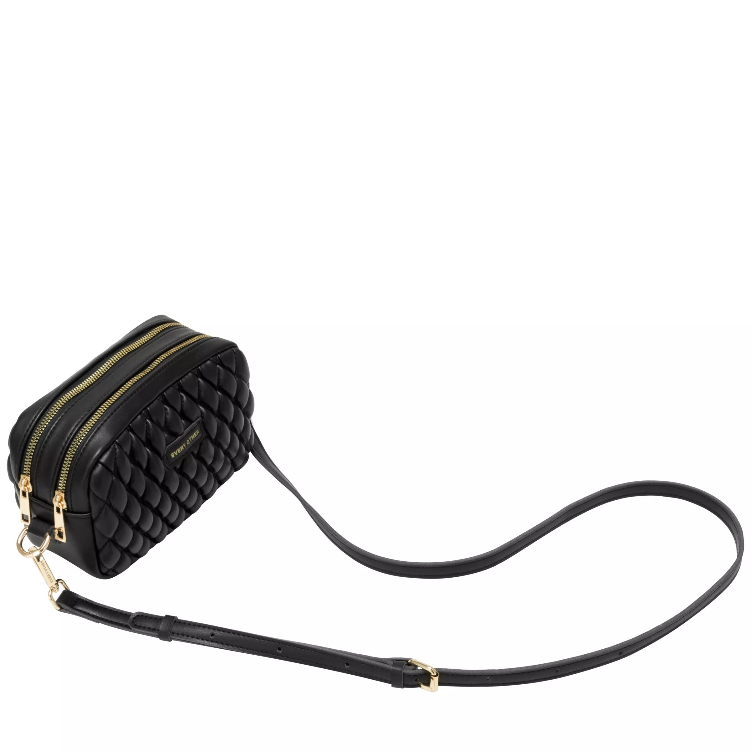 Every Other Quilted Camera Cross Body Bag Black